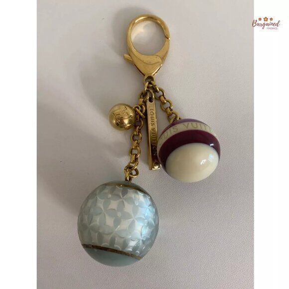 Authentic LOUIS VUITTON Jade/Purple/Cream Fleur Ball Bag Charms - Picture 3 of 10